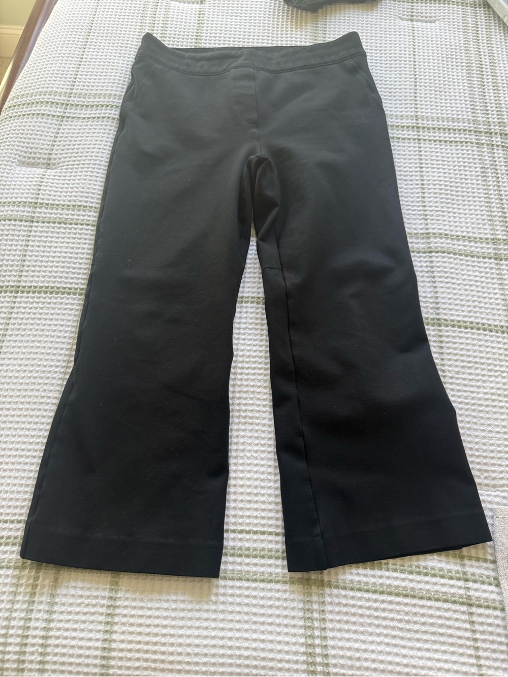 SPANX Black Ponte Wide Leg Crop Pants Pull On Stretch Petite L